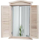 Mendler Wandspiegel Badspiegel Badezimmer Spiegelfenster mit Fensterläden, 71x46x5cm ~ shabby naturfarben