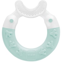 MAM Beißring Bite & Brush, Baby Zahnungshilfe beruhigt das Zahnfleisch, unterstützt die Zahnpflege mit extra-weichen Borsten, ab 3+ Monate, türkis,