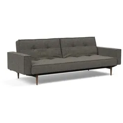 Schlafsofa Gerrard Kunstfaser H:80cm/B:241cm/T:91cm Dunkelgrau Relaxfunktion klassischer Stil