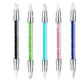 Besreey 5 Stück Nagel Pinsel Silikon, Gel Schnitzen Pinsel, Nagelkunst Skulptur Stift, Doppelkopf Nagelkunstwerkzeuge Punktierwerkzeuge Zum Design, Nagelfolie, Zeichnen, Formen
