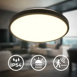 B.K.Licht - Deckenlampe Bewegungsmelder, IP54, warmweiß, Schwarz