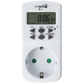 Heitech Digitale Zeitschaltuhr mit Kindersicherung, Mini Zeitschaltuhr bis max. 16A, 1800W, 10 Schaltprogramme für 24 Stunden /