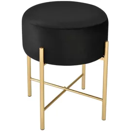 [en.casa] Sitzhocker Kungälv Baumwolle 35 x 44 x 35 cm Schwarz/Messingfarben