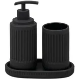 ELUNO Bad-Accessoires-Set, Schwarz, Keramik, 7x18x7 cm, Badaccessoires