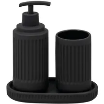 ELUNO Bad-Accessoires-Set, Schwarz, Keramik, 7x18x7 cm, Badaccessoires