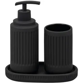 ELUNO Bad-Accessoires-Set, Schwarz, Keramik, 7x18x7 cm, Badaccessoires