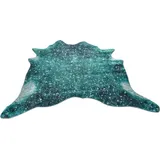 Gino Falcone Fellteppich Bionda, fellförmig, Höhe: 3 mm, Kunstfell, gedruckte Kuhfell-Optik, mit Glanzakzenten, Wohnzimmer grün 130 cm x 170 cm x 3 mm