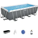 BESTWAY 56671 Power Steel 488x244x122cm Rechteckiges Rohrpool - Grey / Blue - 11532 Liter