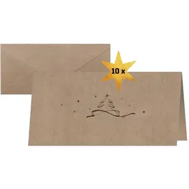 Sigel Weihnachts-Karten Set DIN lang, Kraftpapier, 10 Stück "Christmas tree", ideal zum Bedrucken, aus nachhaltigem Papier