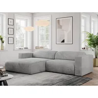 MKS MEBLE Ecksofa, Sofa L-Form, Wohnlandschaft L-Form, Modern Design Couch, Sofagarnitur, Couchgarnitur, Polsterecke - Pasadena -Hellgrau Velvet - Links Seite