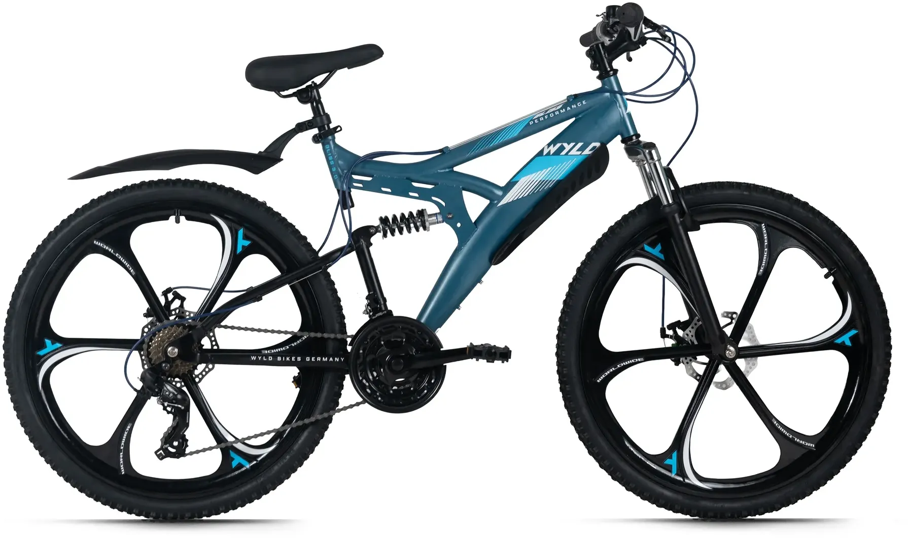 Mountainbike WYLD Gr. 47, blau (blau, schwarz), Fahrräder, Herren, 47cm, 26 Zoll (66,04cm) hinten: 26 Zoll (66,04cm)