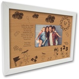 Namofactur Abschiedsgeschenk Kindergarten Erzieherin personalisiert I Geburtstagsgeschenk mit Personalisierung I Für 10x15 cm Fotos I Jubiläum I Bild Holz Rahmen mit Gravur I Geschenkidee