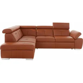exxpo - sofa fashion "Spring, super bequem und komfortabel mit Armteil- und Kopfteilfunktion", braun (cognac), B:274cm H:81cm T:206cm, NaturLEDER (echtes Rindsleder) in Sitz und Rücken.