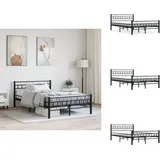 Bettgestell Schwarz Stahl 140×200 Cm - Metallbett - Doppelbett - Boxspringbett - Bettgestell - Schlafraumgestaltung