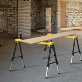 Durhand 2er-set Sägepferd Arbeitsbock Unterstellbock Klappbar Rutschfest Stahl Gelb Schwarz 100 X 49 X 62-90 Cm Belastbarkeit 100 Kg