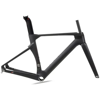 700C Carbon-Rennrad-Rahmenset, 43.5cm / 46cm / 48cm / 50cm / 52cm / 54CM / 56CM Brechender Wind Rennrahmen Steckachsenrahmen 12 × 100 Mm 12 × 142 Mm Scheibenbremsrahmen Interne Führung(Black,50cm)