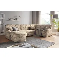DOMO collection Wohnlandschaft Bahia mit viel Platz, zeitloses Design, U-Form, Microfaser, natur braun