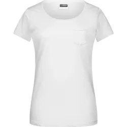 Damen T-Shirt mit Brusttasche - Farbe weiß - Größe XL