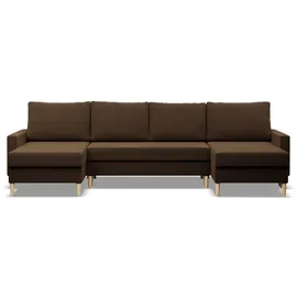 mebligo Ecksofa mit Schlaffunktion, Wendekissen, Bonell, Sofa U-form BLANK Braun, 294x140cm - Braun