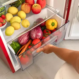 Cecotec Bolero CoolMarket 2D Origin 215 Retro-Kühl-Gefrierkombination (215 l, 1482 mm hoch, Red)