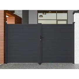 vente-unique Gartentor Doppeltor 305 x 180 cm Anthrazit/Aluminium
