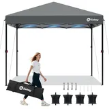 Sekey One-Touch Pop Up Pavillon 3x3 Wasserdicht Stabil Winterfest, Faltpavillon 3x3m mit Verdickten Röhren, Partyzelt Pavillion Klappbar für Camping Festival Party, Grau