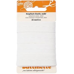 buttinette Gummiband "Knopfloch-Elastik", weiß, Breite: 20 mm, Länge: 5 m