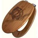 Banjado WC Sitz Bambus Holz Mit Gravur Toilettendeckel Mit Absenkautomatik Klodeckel WC-Sitz Soft Close Mit Motiv Schildkröte