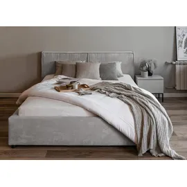 Selsey Doppelbett Farese - Bett mit Polsterrahmen, Cordbezug 140 cm, hellgrau - Hellgrau