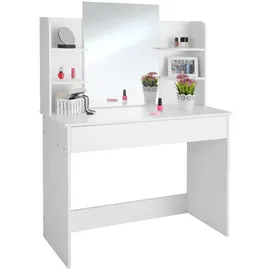 Tectake tectake® Schminktisch, im modernen Look, breite, unterteilte Schublade, 4 seitliche Fächer, 100 x 40 x 139,5 cm