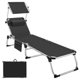 Tectake Sonnenliege 218 x 60 x 34 cm Schwarz