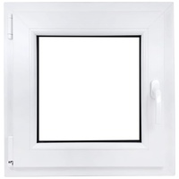 ECOPROF Kellerfenster | Langlebiges Kunststoff-Fenster | Maße 50x50 cm (500x500 mm) | Dreh-Kipp Fenster DIN Links | Farbe: Weiss | 70mm Profil