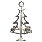 Kaemingk Advents-Kerzenhalter Baum für 4 Teelichter aus Aluminium