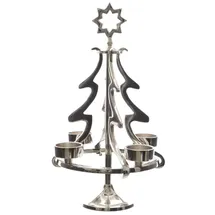 Kaemingk Advents-Kerzenhalter Baum für 4 Teelichter aus Aluminium