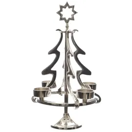 Kaemingk Advents-Kerzenhalter Baum für 4 Teelichter aus Aluminium