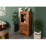 MASSIVMOEBEL24.DE Vitrine Sheesham 70x40x145 walnuss gewachst, Toronto 208