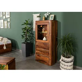 MASSIVMOEBEL24.DE Vitrine Sheesham 70x40x145 walnuss gewachst, Toronto 208