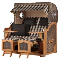 Bene living Strandkorb Komplettset Ammersee Grande XL Teak Bullauge