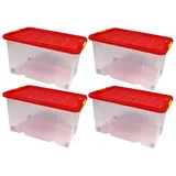 BigDean Eurobox 60 x 40 x 32,5 cm 4-tlg. rot/transparent