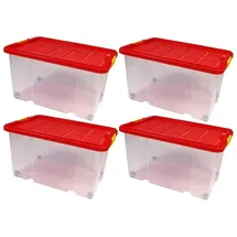 BigDean Eurobox 60 x 40 x 32,5 cm 4-tlg. rot/transparent