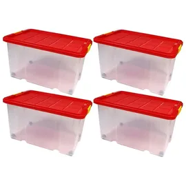BigDean Eurobox 60 x 40 x 32,5 cm 4-tlg. rot/transparent