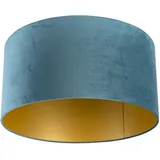 QAZQA Velour Lampenschirm blau 50/50/25 mit goldener Innenseite