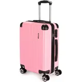 BRUBAKER Handgepäck Koffer London - Reisekoffer mit Zahlenschloss, 4 Rollen und Komfort Tragegriffen - 37 x 56 x 22 cm Rollkoffer, M, Rosa - Rosa