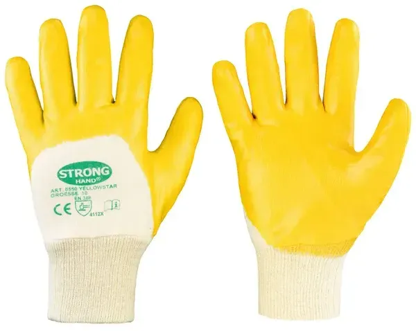 Arbeitshandschuhe Schutzhandschuhe Yellowstar gelb XL Gr. 10, gelbe Nitrilhandschuhe DIN EN 388