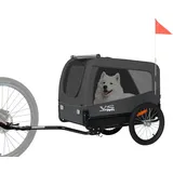 Tiggo VS Pets L Hundeanhänger groß Fahrradanhänger für mittelgroße und große Hunde bis 35 kg, Klappbar, - Grau