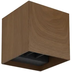 LED Wandleuchte, Up & Down, Holzoptik, wetterfest, L 10 cm