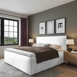 Halmon Schlafkomfort Betten Polsterbett, Gent Weiß 100 x 200 x 32 cm Stauraum Ohne Matratze und Lattenrost