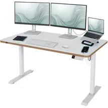 Leitz Ergo 67730001 elektrisch höhenverstellbarer Schreibtisch weiß rechteckig abgerundet, T-Fuß-Gestell weiß 140,0 x 80,0 cm mit Prämie nach Registrierung