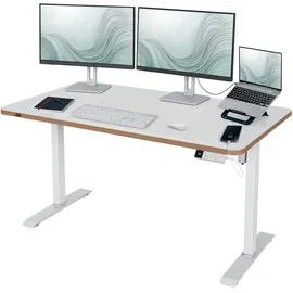 Leitz Ergo 67730001 elektrisch höhenverstellbarer Schreibtisch weiß rechteckig abgerundet, T-Fuß-Gestell weiß 140,0 x 80,0 cm mit Prämie nach Registrierung