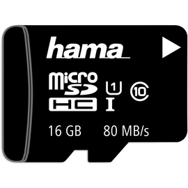 Hama microSDHC 16GB Class 10 UHS-I 80MB/s + SD-Adapter/Mobile
